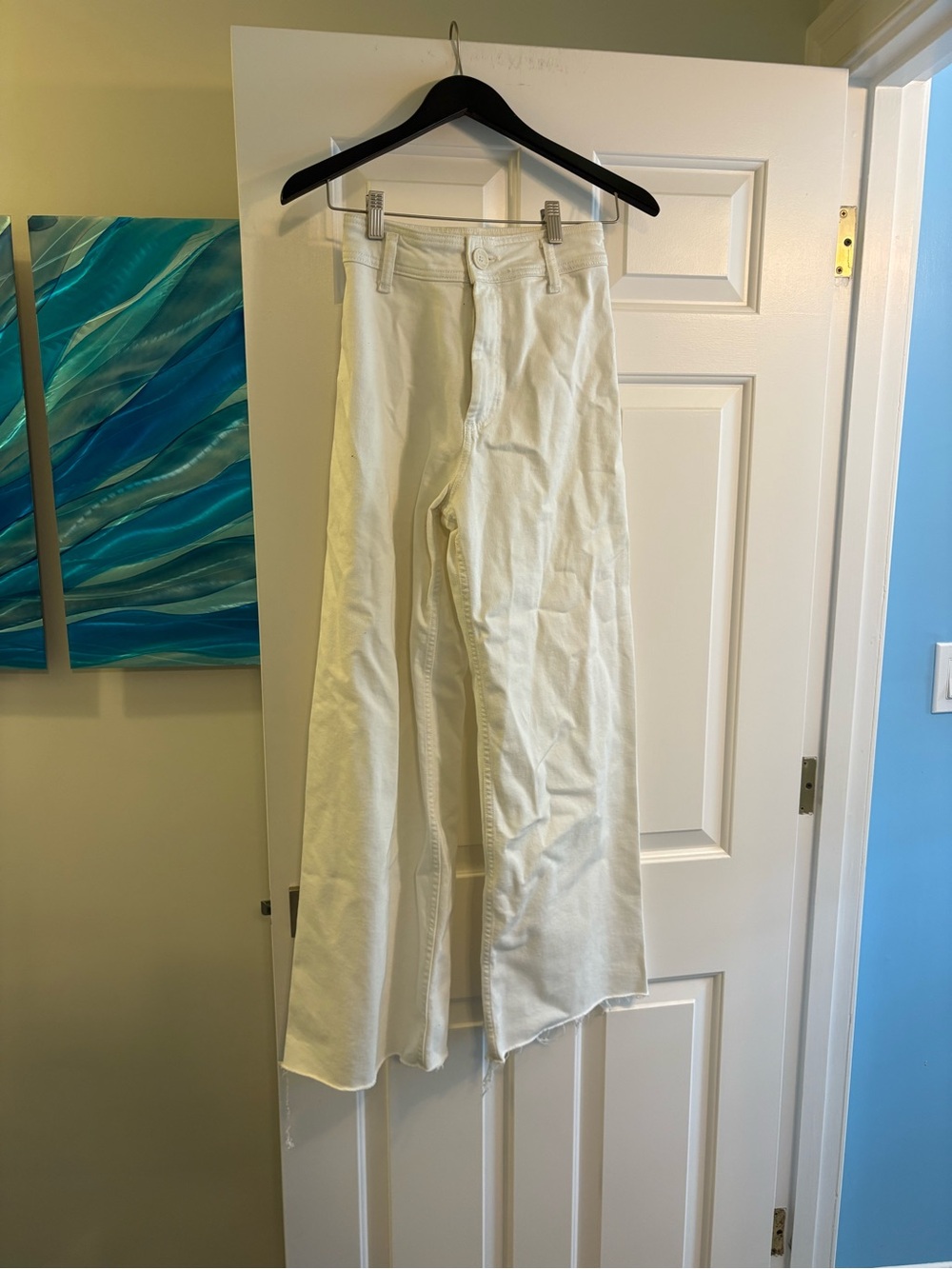 Zara Women’s Ivory Wide-Leg High-Rise Pants size 2